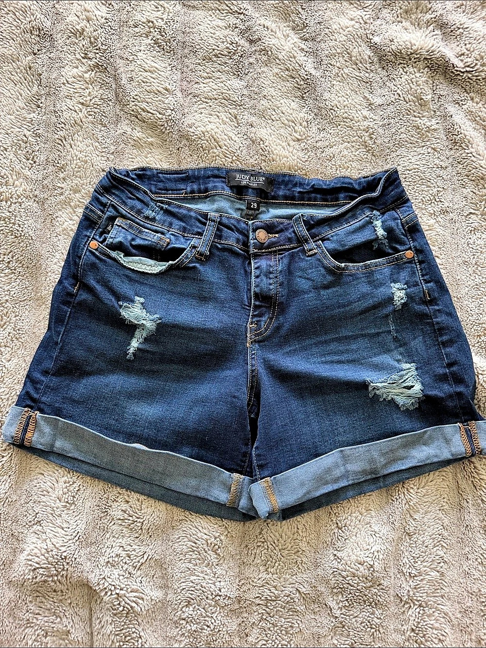 Judy Blue Distressed Jean Shorts in Blue Waist 29 NWOT
